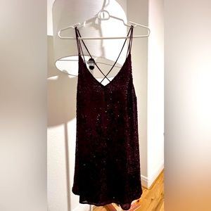 Free People Dark Purple Sequin Mini Dress - XS